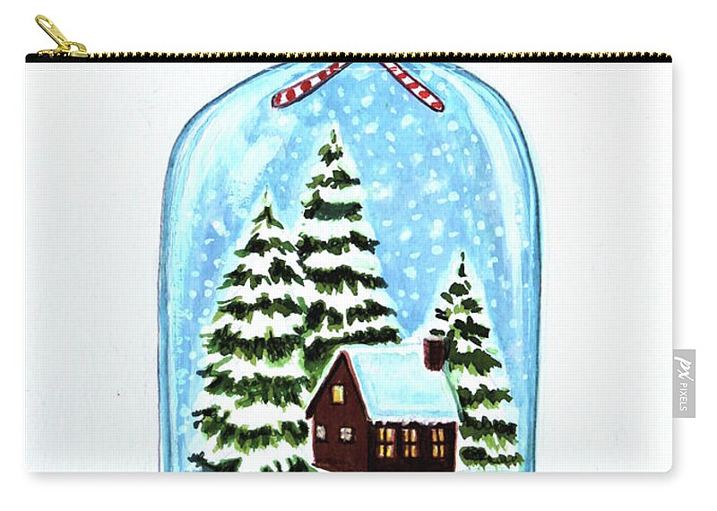 Merry Christmas Zip Pouch featuring the painting The Christmas Terrarium by Elizabeth Robinette Tyndall