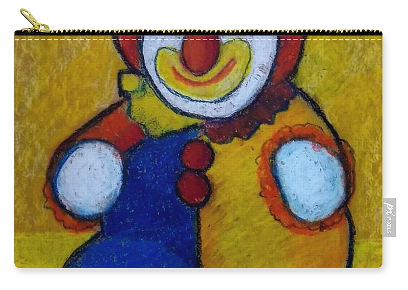Clown Zip Pouch featuring the drawing The Clown by Asha Sudhaker Shenoy