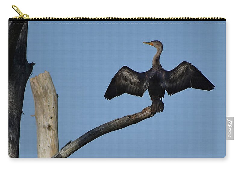 Critters Zip Pouch featuring the photograph The Cross Of The Cormorant by Skip Willits