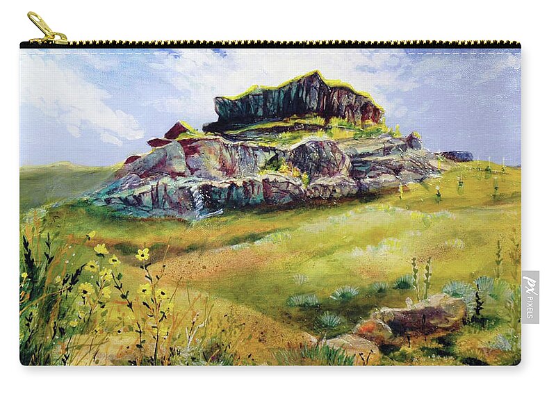 Mammal Fossils Zip Pouch featuring the painting The Daemonilix Beds by Cynthia Westbrook