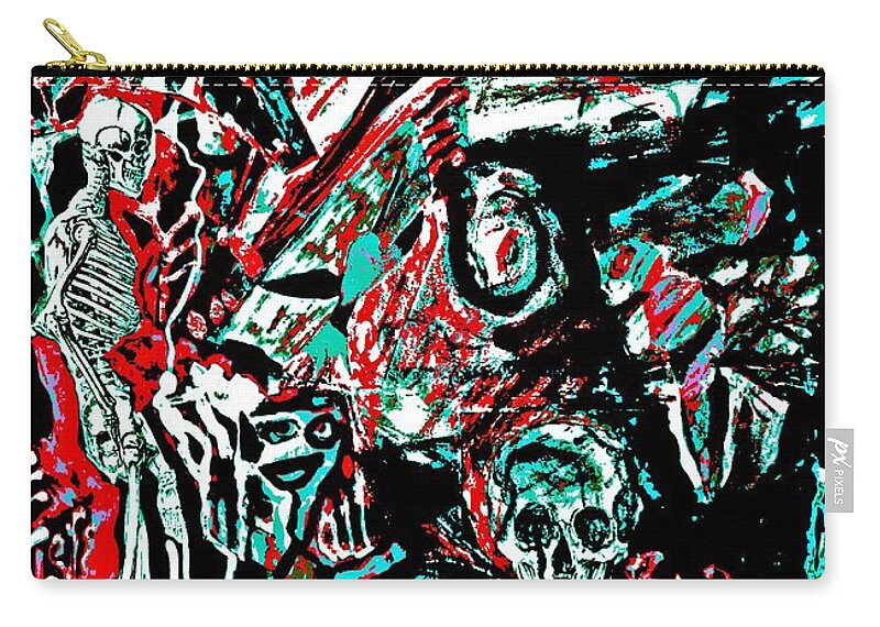 Katerina Stamatelos Zip Pouch featuring the painting The Dead Among Us-8 by Katerina Stamatelos