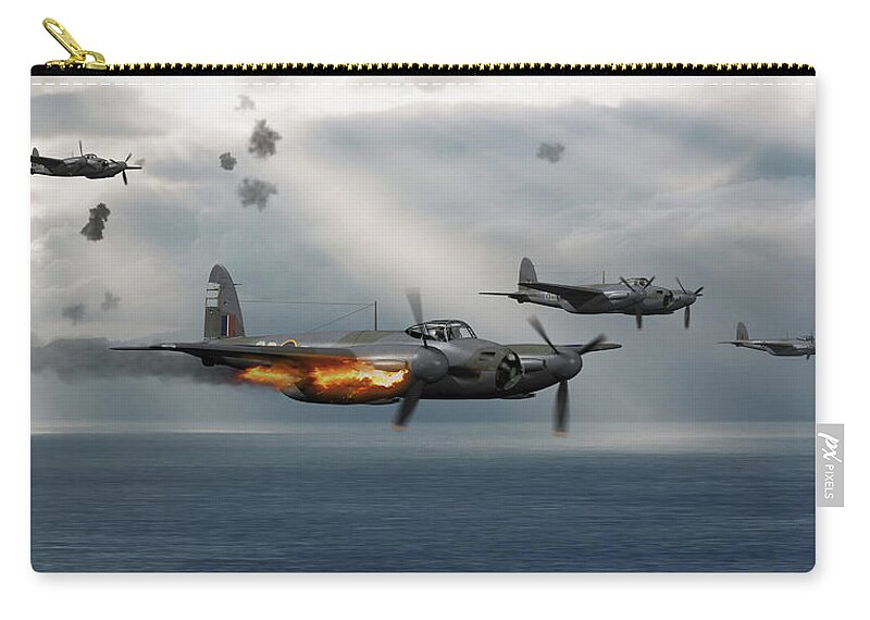 Wwii Zip Pouch featuring the digital art The Devil and the Deep - Cropped by Mark Donoghue