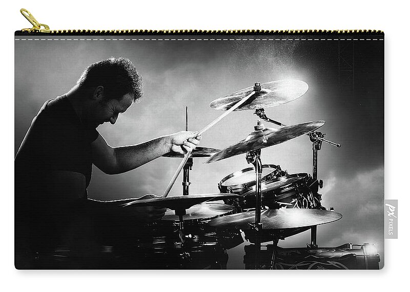 Drummer Zip Pouch featuring the photograph The Drummer by Johan Swanepoel