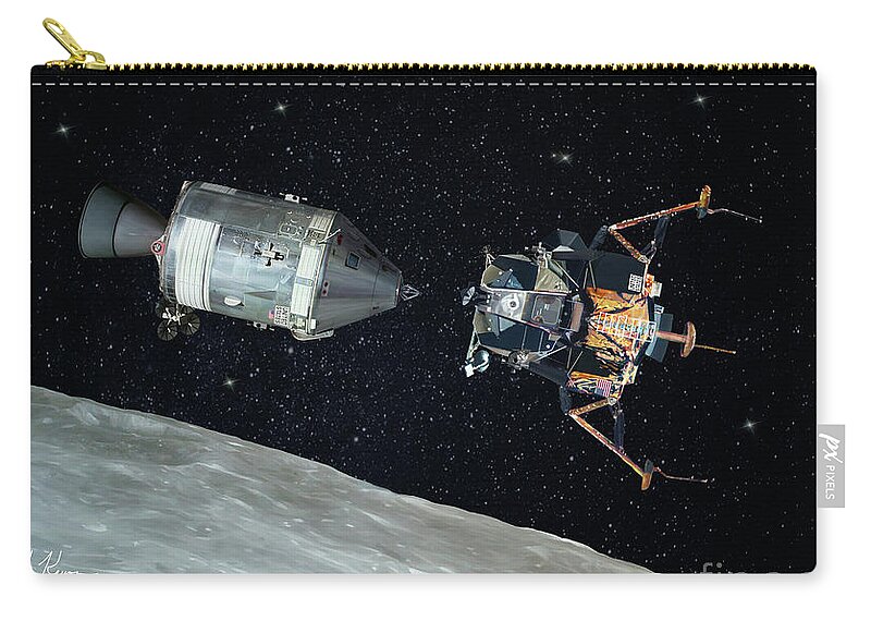 Apollo 11 Zip Pouch featuring the painting The Eagle Has Wings by Mark Karvon
