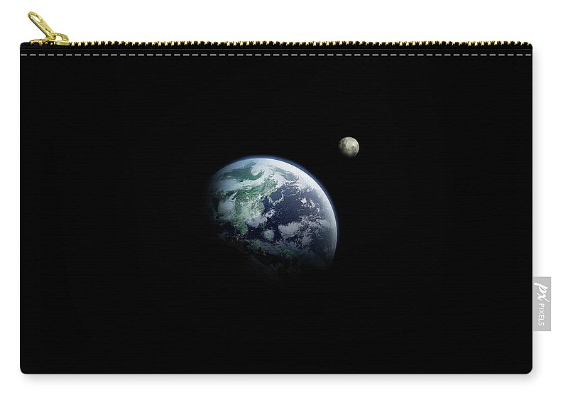 Globe Zip Pouch featuring the photograph The Earth And The Moon, Computer by Vgl/amanaimagesrf