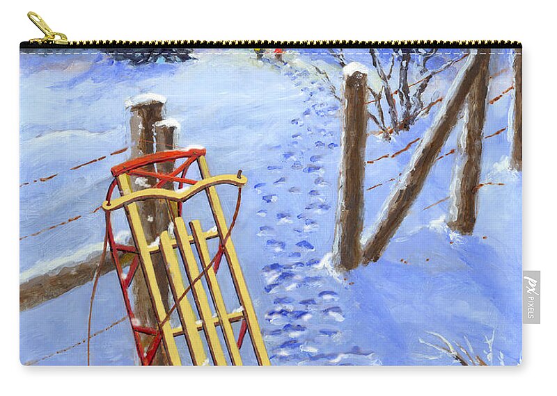 Sleigh Zip Pouch featuring the painting The End of the Day by Richard De Wolfe
