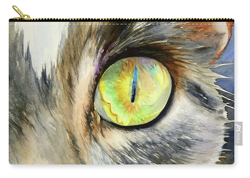 Cat Zip Pouch featuring the painting The Eye of the Kitty by Brenda Beck Fisher