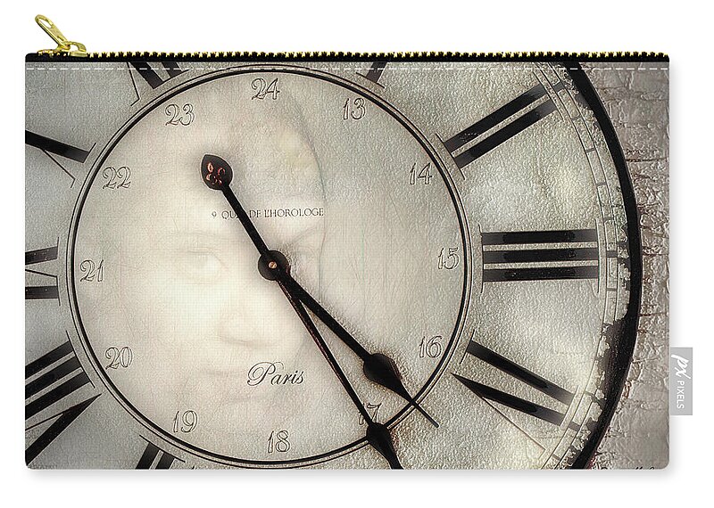 Clock Zip Pouch featuring the digital art The Face of Time by Pennie McCracken