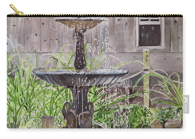 Original Watercolor Painting Zip Pouch featuring the painting The Fantastic Umbrella Factory by Carol Flagg