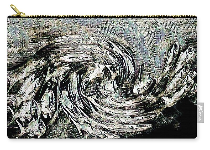 Modern Abstract Art Zip Pouch featuring the painting The Fish Ball Twirl by Joan Stratton