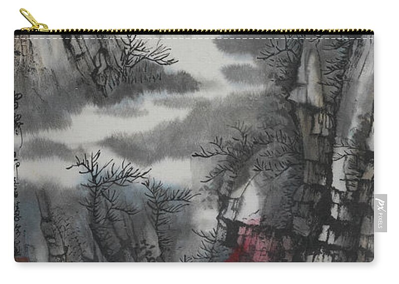 Chinese Watercolor Zip Pouch featuring the painting The Four Seasons Version 1 - Winter by Jenny Sanders