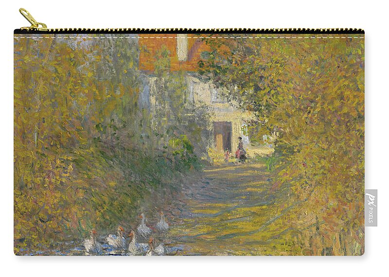Claude Monet Zip Pouch featuring the painting The Geese, 1874 by Claude Monet