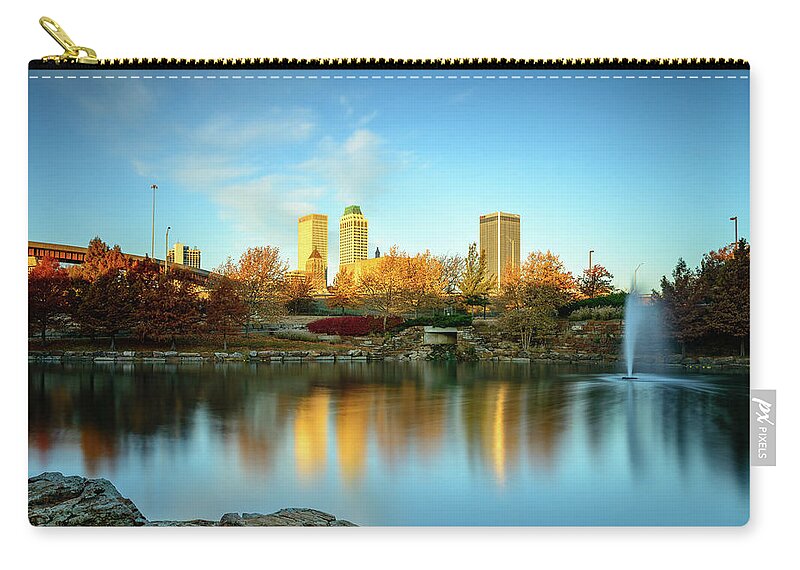 Centennial Park Zip Pouch featuring the photograph The Gem of Tulsa by Michael Scott