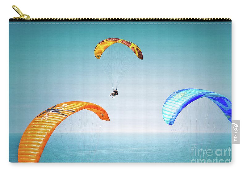 Paragliding Zip Pouch featuring the photograph The Glide by Becqi Sherman