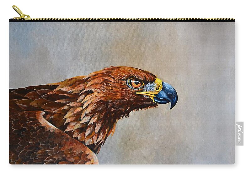 Birds Carry-all Pouch featuring the painting The Golden Eagle by Dana Newman