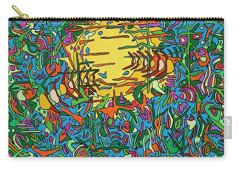Pink Floyd Psychedelic Pop Art The Sun Zip Pouch featuring the painting The Great Gig in the Sky by Mike Stanko