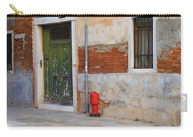 Venice Zip Pouch featuring the photograph The Green Door by Nina-Rosa Duddy