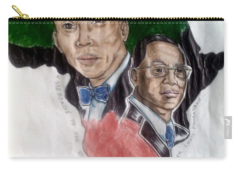 Blak Art Zip Pouch featuring the drawing The Honorable Elijah Muhammad and the Minister Louis Farrakhan by Joedee