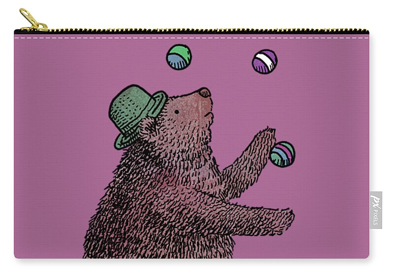 Bear Zip Pouch featuring the drawing The Juggler by Eric Fan