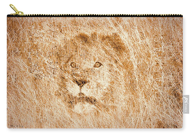 Lion Zip Pouch featuring the digital art The King by Mark Allen