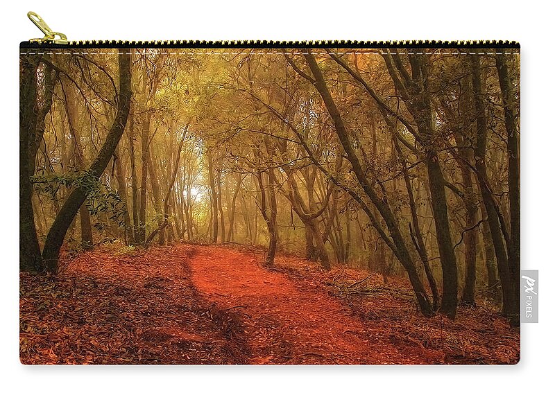 Forest Zip Pouch featuring the digital art The Lane in the Woods by Doreen Erhardt