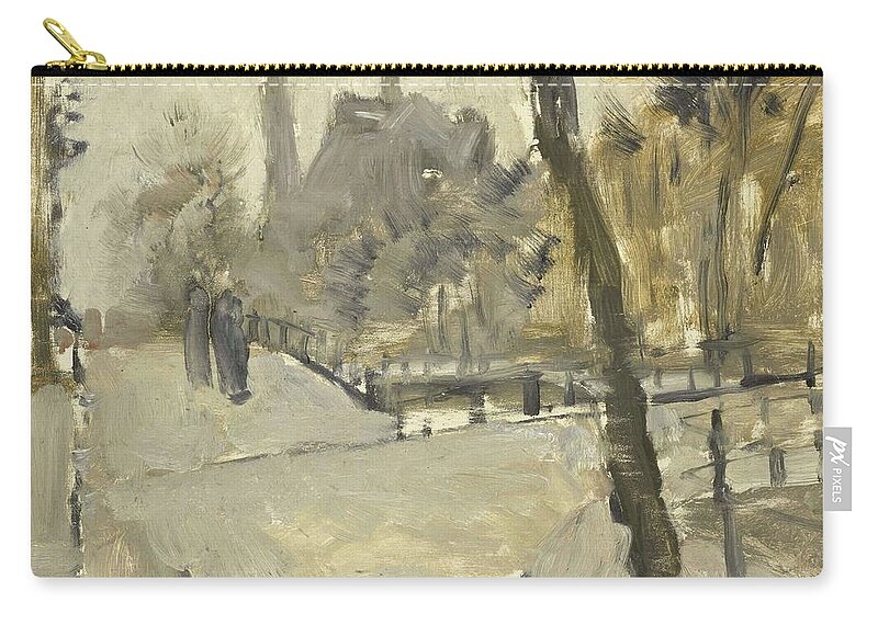 George Hendrik Breitner (mentioned On Object) Zip Pouch featuring the painting The Leidsegracht, Amsterdam. by George Hendrik Breitner -1857-1923-
