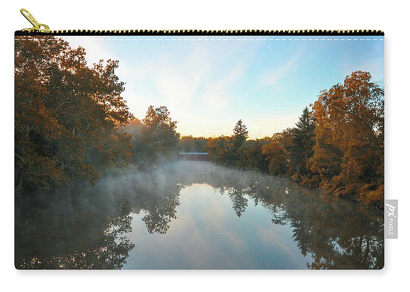 The Zip Pouch featuring the photograph The Long View - Sachs Covered Bridge - Gettysburg by Bill Cannon