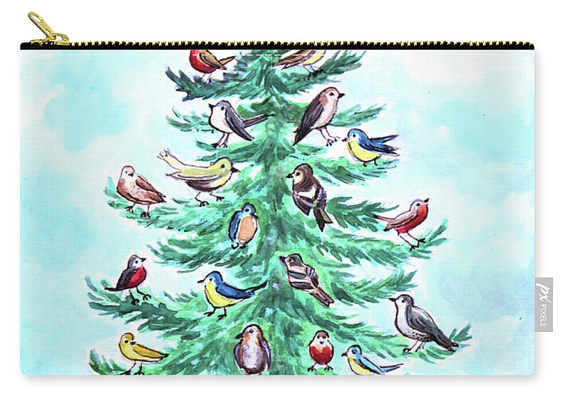 Christmas Tree Zip Pouch featuring the painting The Magical Christmas Tree by Elizabeth Robinette Tyndall