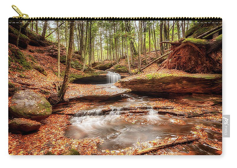 Waterfall Carry-all Pouch featuring the photograph The Magical Dells at Houghton Falls by Susan Rissi Tregoning