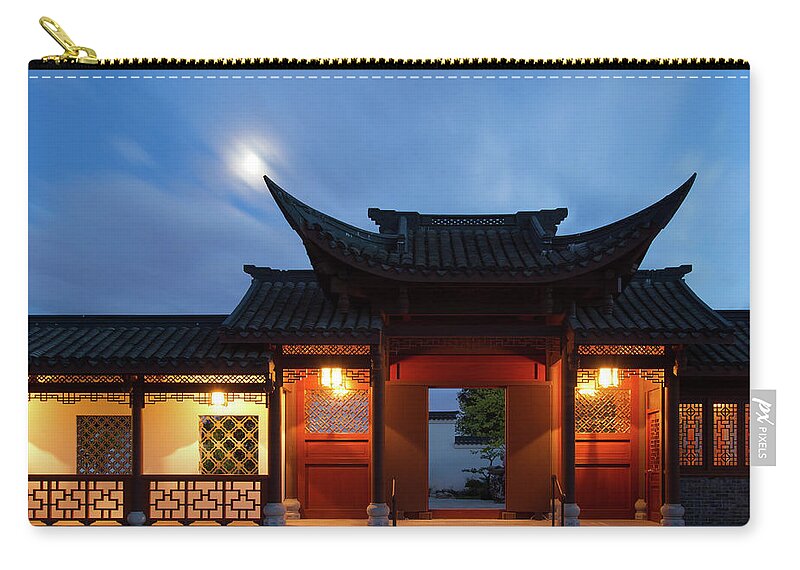  Zip Pouch featuring the photograph The Moon Shines Here and in My Homeland by Briand Sanderson