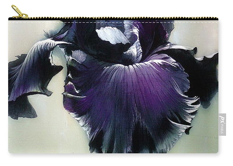 Russian Artists New Wave Zip Pouch featuring the painting The Night. Black Iris Fragment by Alina Oseeva