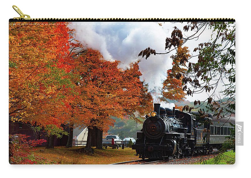 Essex Steam Train Zip Pouch featuring the photograph The Number 40 steam train in Essex CT by Jeff Folger
