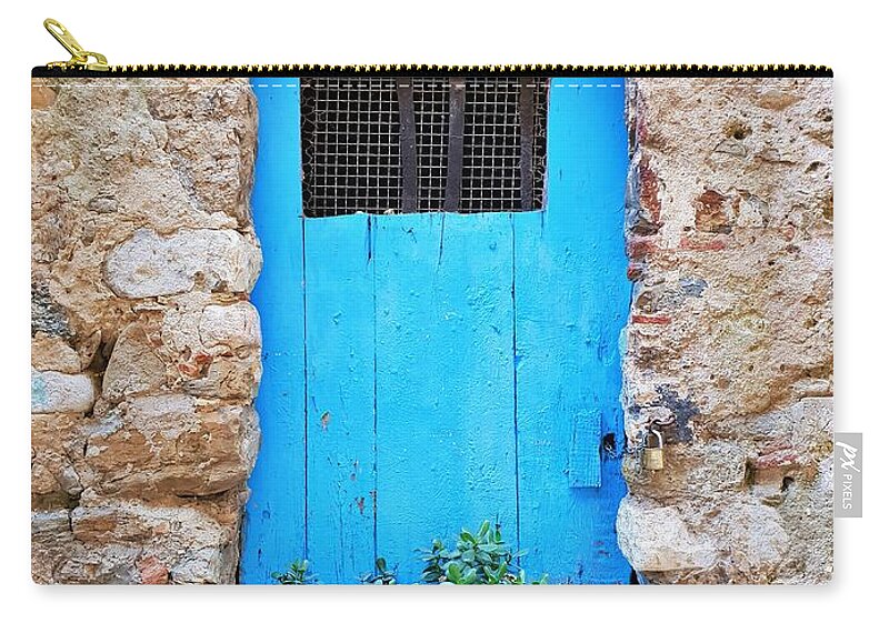 Doors Zip Pouch featuring the photograph The Old Blue Door by Andrea Whitaker