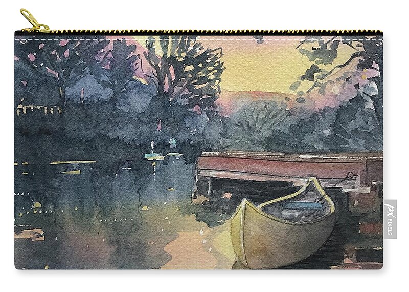 Watercolor Zip Pouch featuring the painting The Old Dock by Luisa Millicent