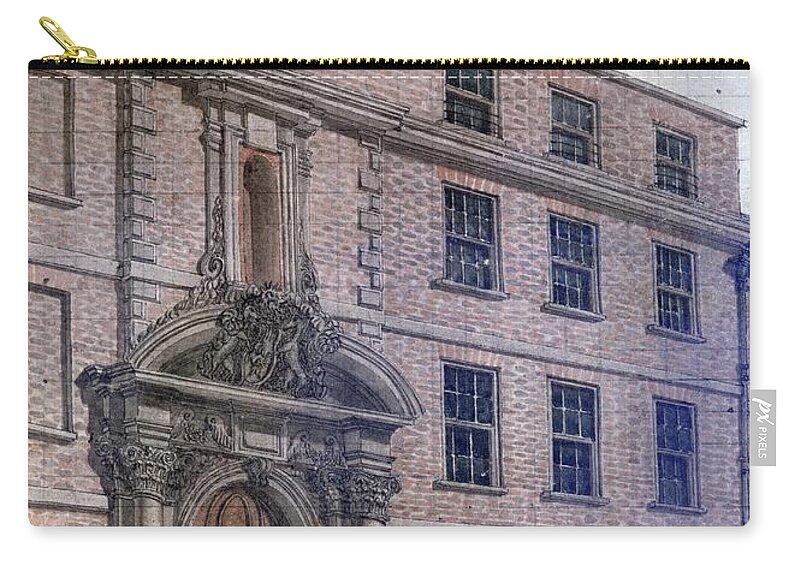 Ionic Capitals Zip Pouch featuring the painting The Old Entrance To Merchant Taylors' Hall, Threadneedle Street, 1753 by Wilson