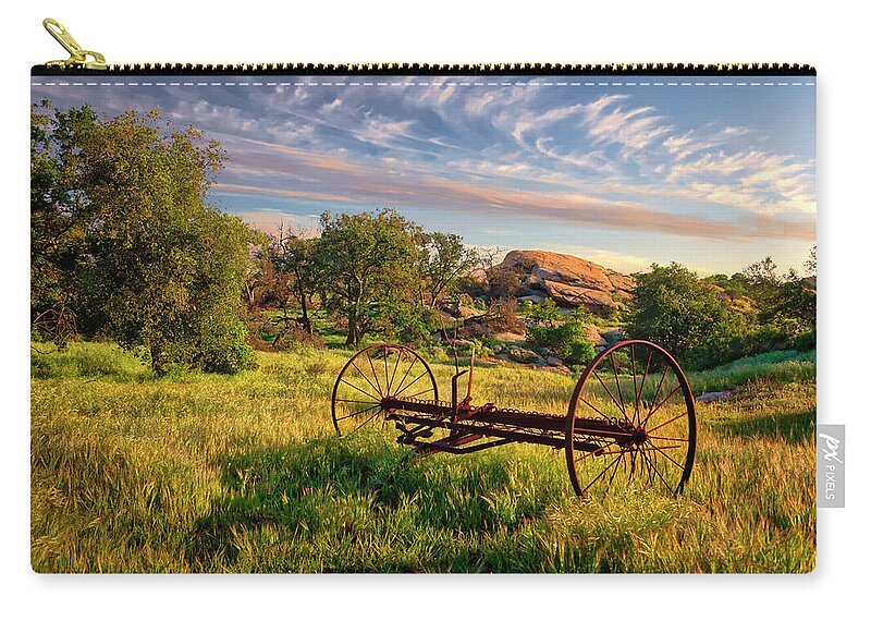Old Mower Zip Pouch featuring the photograph The Old Hay Rake by Endre Balogh
