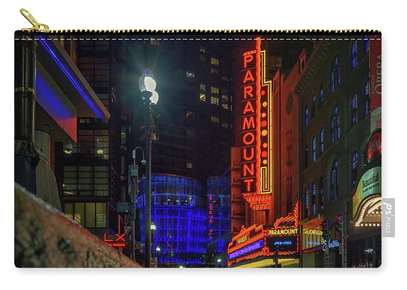 Boston Zip Pouch featuring the photograph The Paramount Theatre by Kristen Wilkinson