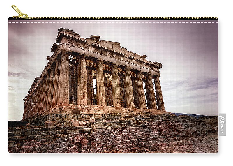 Tranquility Zip Pouch featuring the photograph The Parthenon, Athens by Christopher Chan