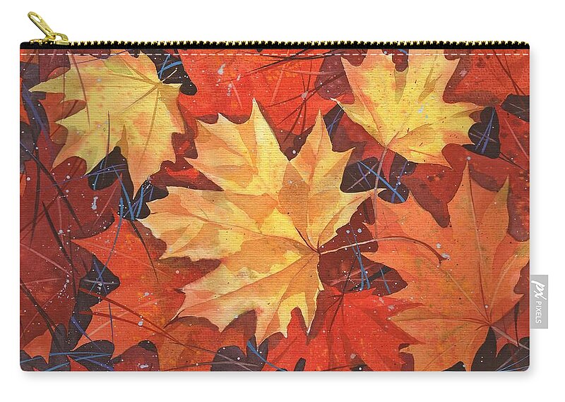 Russian Artists New Wave Zip Pouch featuring the painting The Poem of Autumn Leaves by Ina Petrashkevich