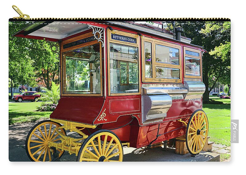 Red Wagon Zip Pouch featuring the photograph The Red Popcorn Wagon Sandusky Ohio 2055 by Jack Schultz