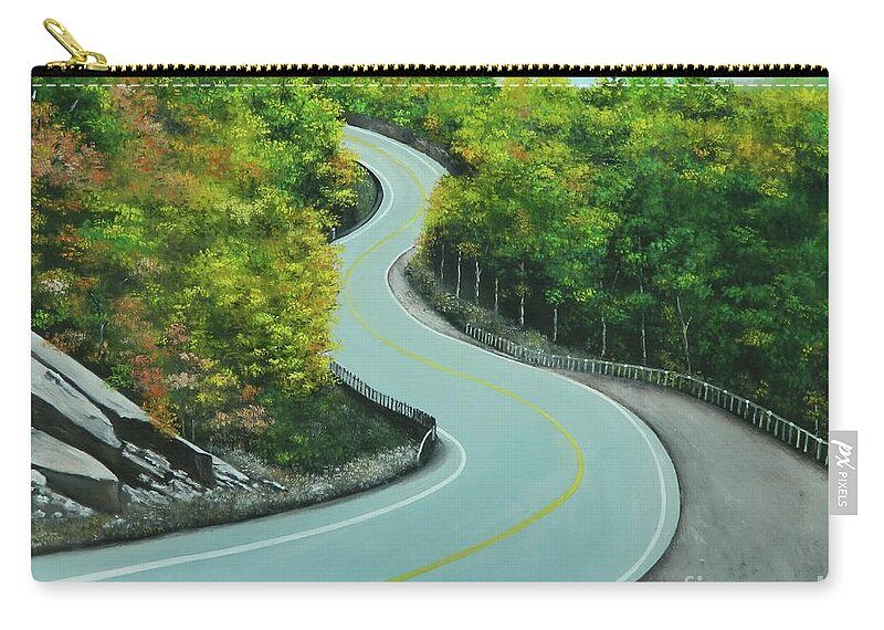 Tropical Landscape Zip Pouch featuring the painting The Road To Recovery 2 by Kenneth Harris
