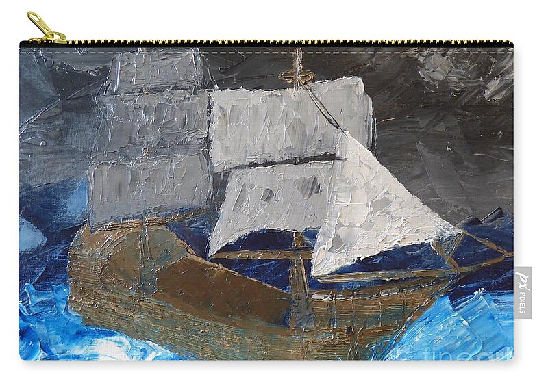 Ship Zip Pouch featuring the painting The Roughest Seas by Bill King