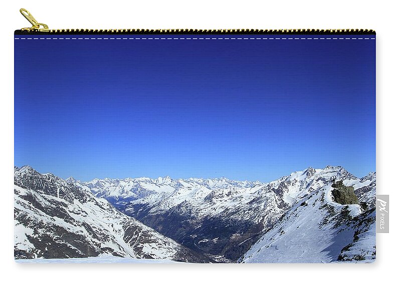Tranquility Zip Pouch featuring the photograph The Saas Valley by Michael Whitehead