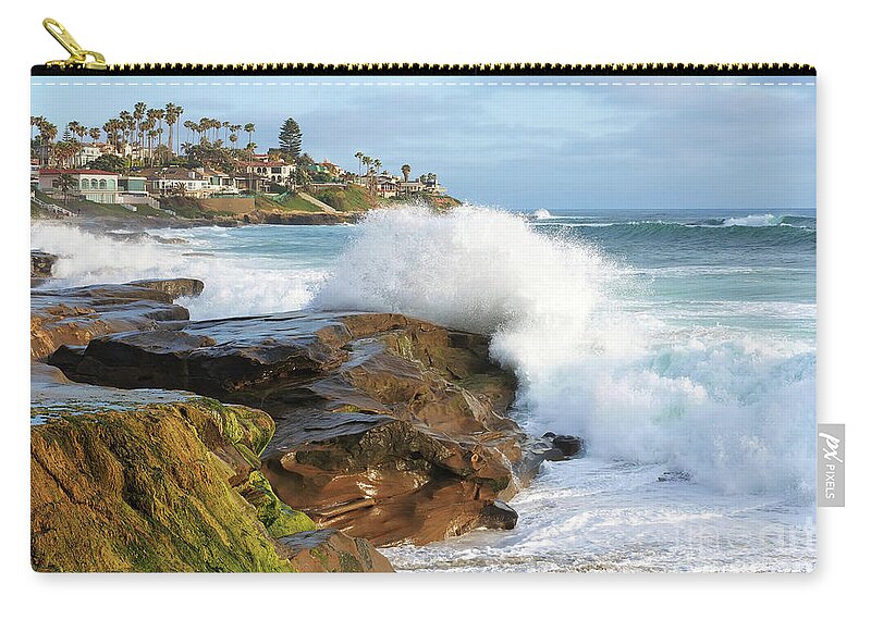 Sea Zip Pouch featuring the photograph The Sea Was Angry That Day My Friends by Eddie Yerkish