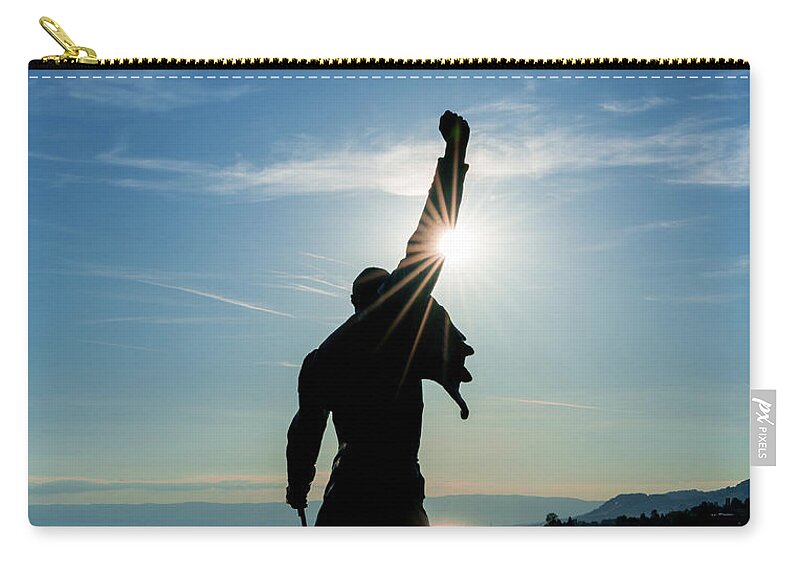 Freddie Mercury Zip Pouch featuring the photograph The Show Must Go On by Nando Lardi