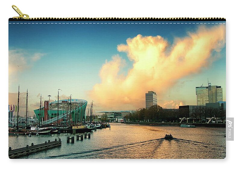 Wake Zip Pouch featuring the photograph The Sky Is On Fire Amsterdam Sunset by Paul Biris