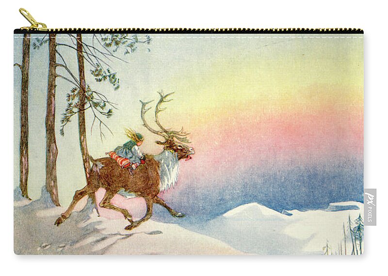 Fairy Tales Carry-all Pouch featuring the mixed media The Snow Queen, illustration from by Honor C Appleton