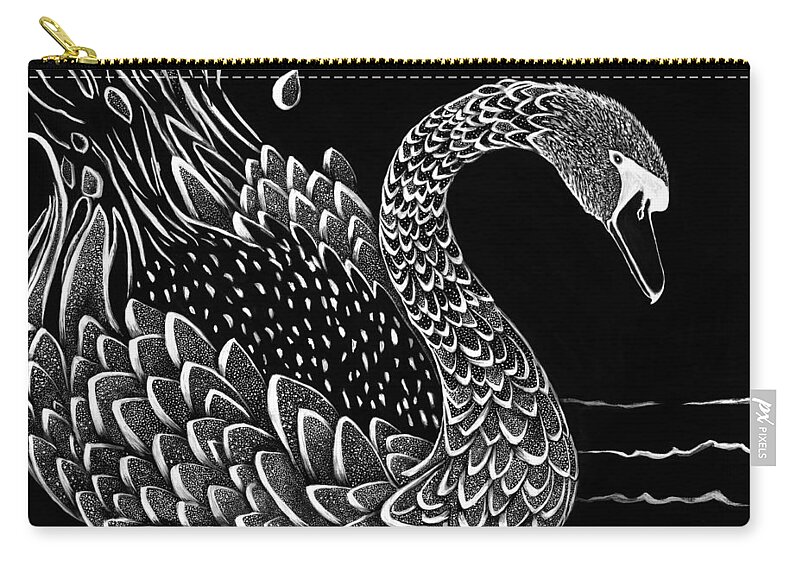 Swan Zip Pouch featuring the painting The Speckler by Yom Tov Blumenthal