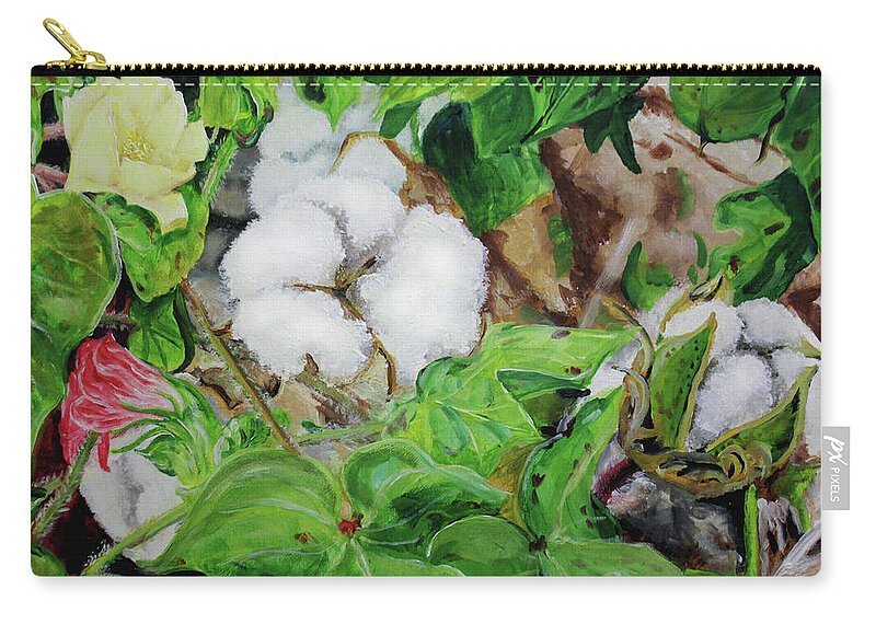 Cotton Zip Pouch featuring the painting The Stages of Cotton by Karl Wagner