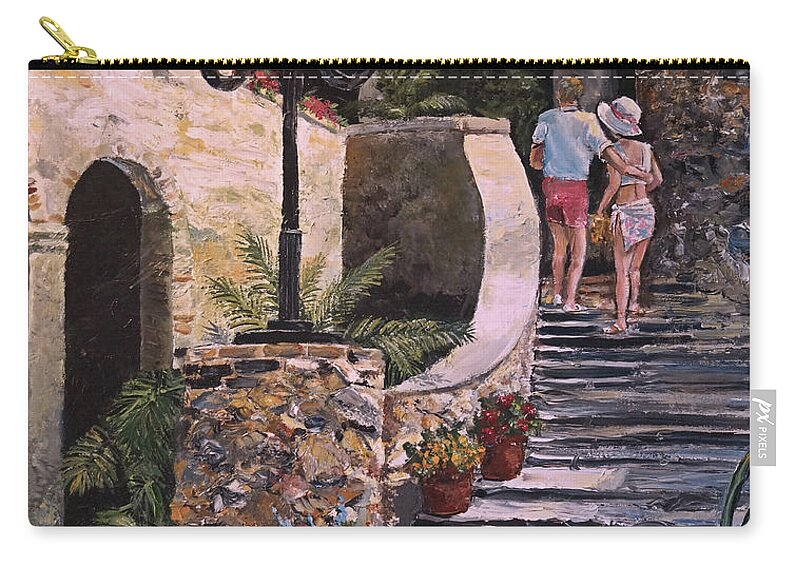 Puerto Rico Zip Pouch featuring the painting The Steps by Alan Lakin